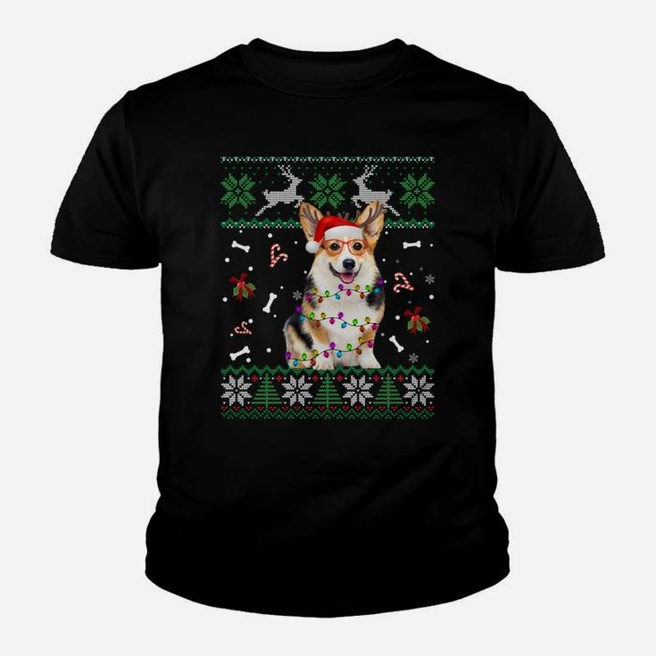 Christmas Tree Corgi Pajama Lights Dog Dad Mom Sweatshirt Youth T-shirt