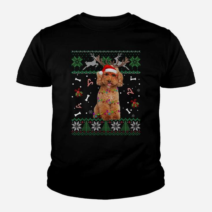 Christmas Tree Poodle Pajama Lights Dog Dad Mom Youth T-shirt