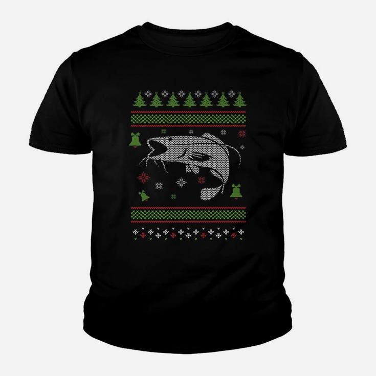 Christmas Ugly Sweater Fish Trout Bass Design Youth T-shirt