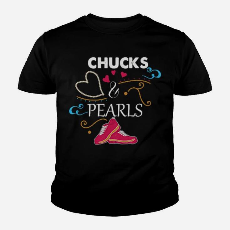 Chucks And Pearls Valentine Mum And Daughter Youth T-shirt