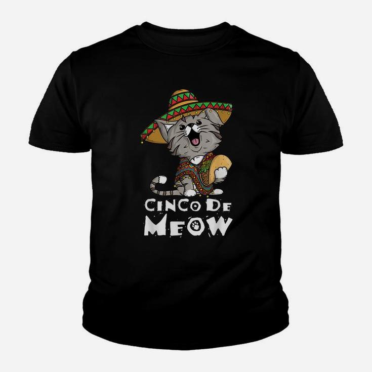 Cinco De Meow Shirt With Smiling Cat Taco And Sombrero Youth T-shirt
