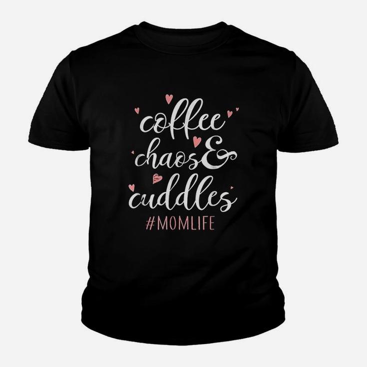 Coffee Chaos And Cuddles Mom Life Youth T-shirt