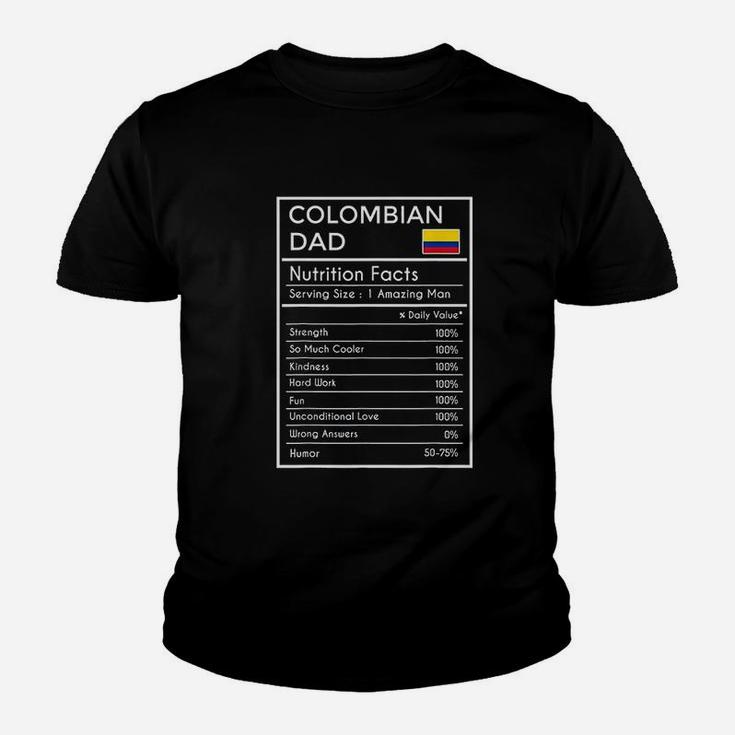 Colombian Dad Gift Funny Nutrition Facts  Fathers Day Youth T-shirt