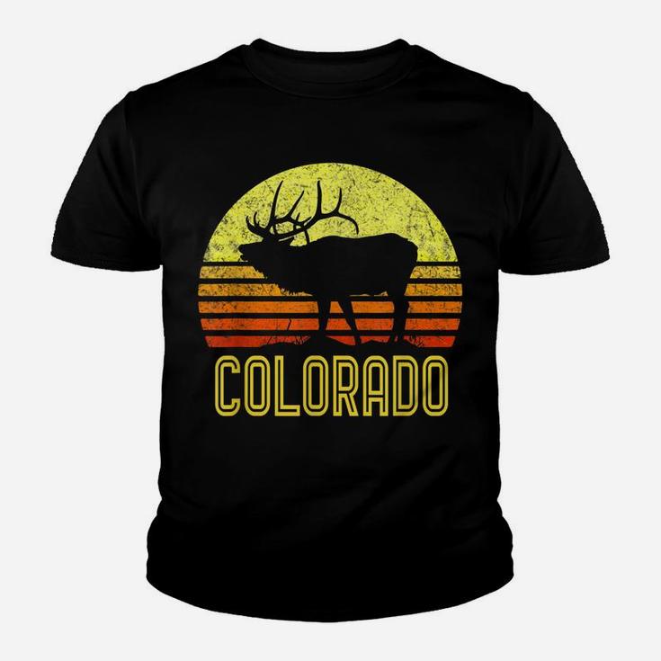 Colorado Elk Hunter Dad Vintage Retro Sun Bow Hunting Gift Youth T-shirt