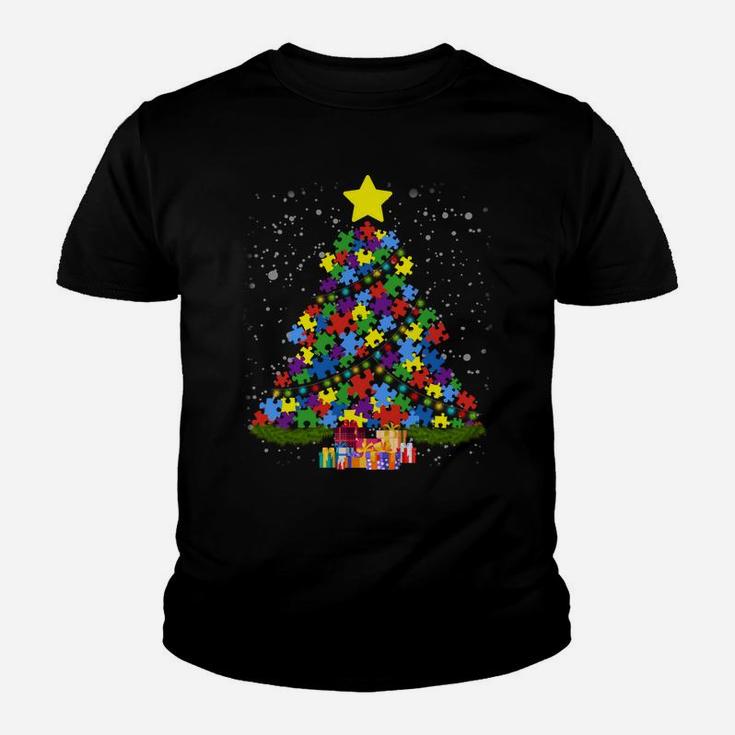 Colorful Autism Awareness Christmas Tree Design Gifts Youth T-shirt