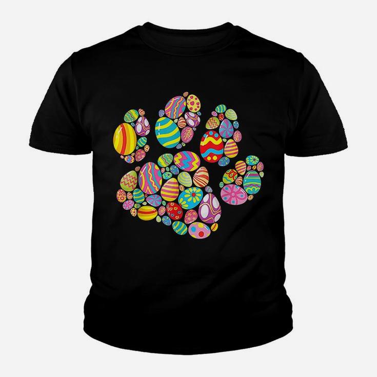 Colorful Egg Easter Paw Funny Dog Cat Lovers Easter Day Gift Youth T-shirt