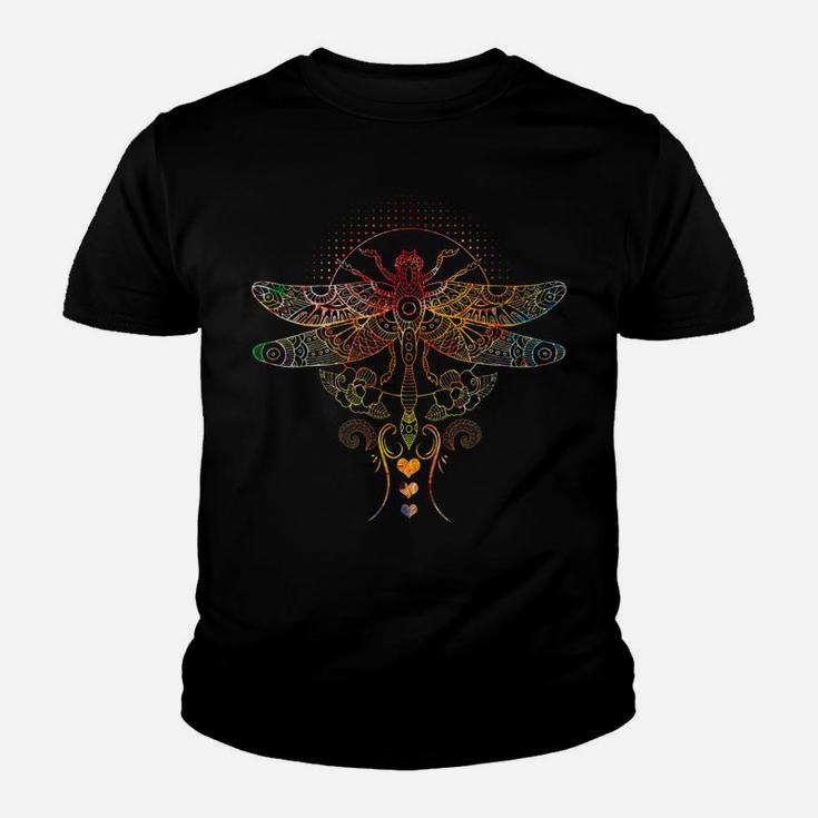 Colorful Mandala Dragonfly  - Lotus Flower Tee Youth T-shirt