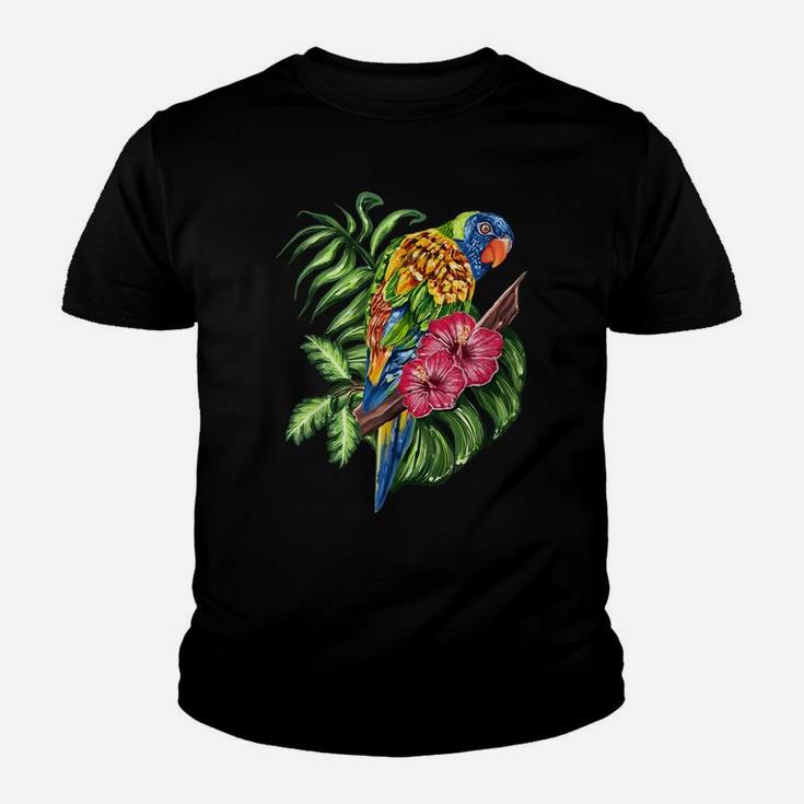 Colorful Parrot Bird Tropical Flower Youth T-shirt