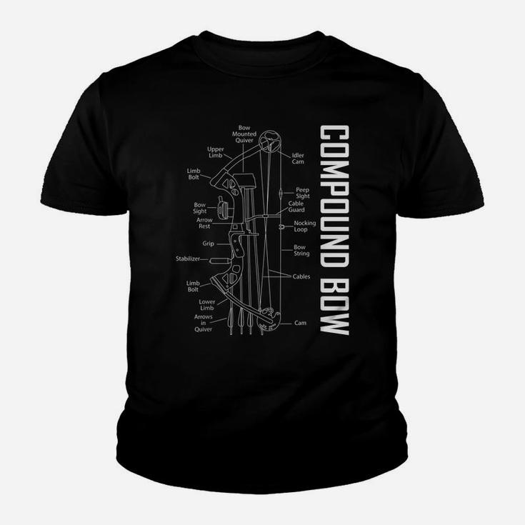 Compound Bow Schematic Archery Blueprint Bow Hunting Youth T-shirt
