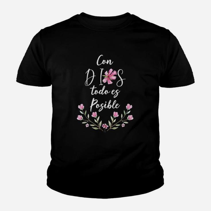 Con Dios Todo Es Posible Christian Spanish Youth T-shirt