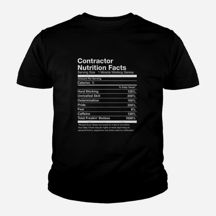 Contractor Nutrition Facts Funny Youth T-shirt