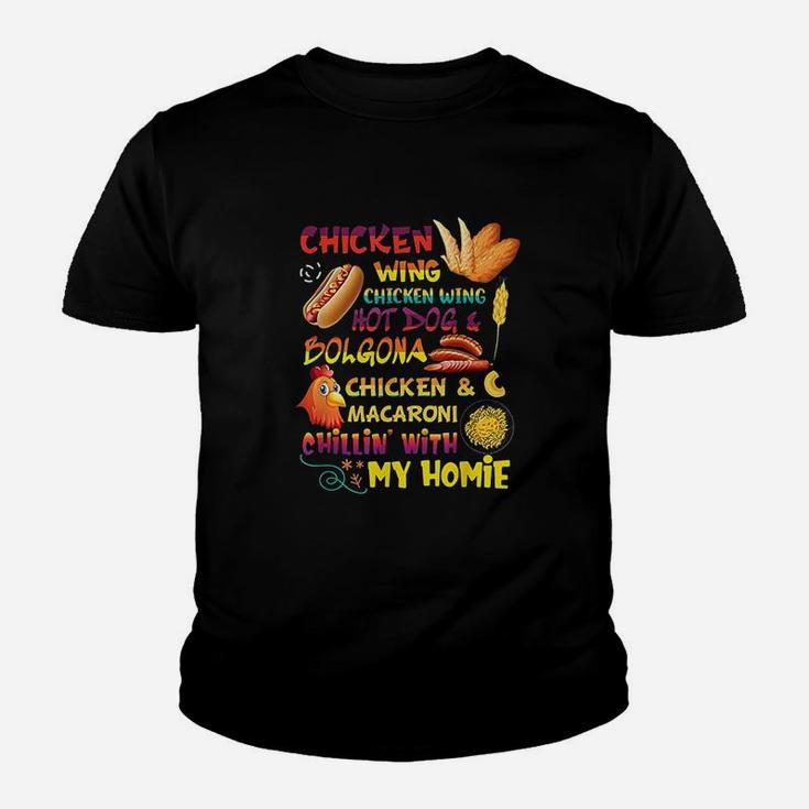 Cooked Chicken Wing Chicken Wing Hot Dog Bologna Macaroni Youth T-shirt
