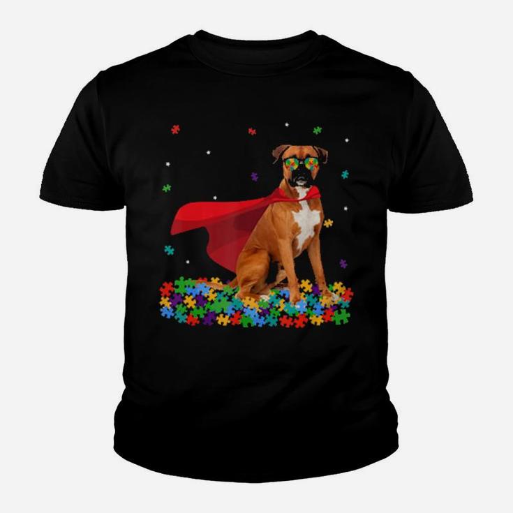 Cool Boxer Autism Awareness Graphic Dog Lover Youth T-shirt