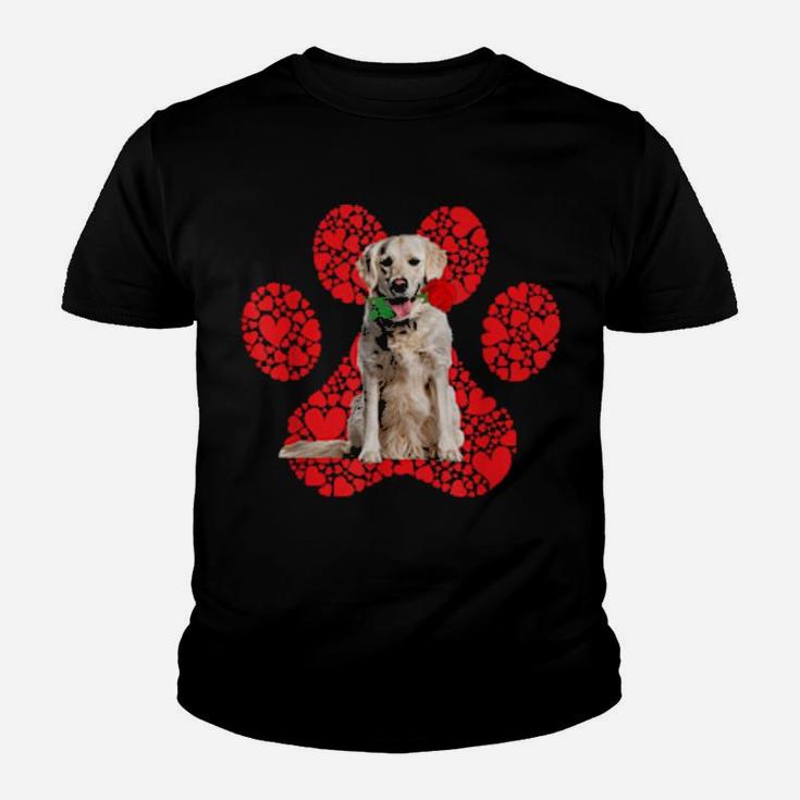 Cool Golden Retriever Valentine's Day Pet Dog Love Paw Youth T-shirt