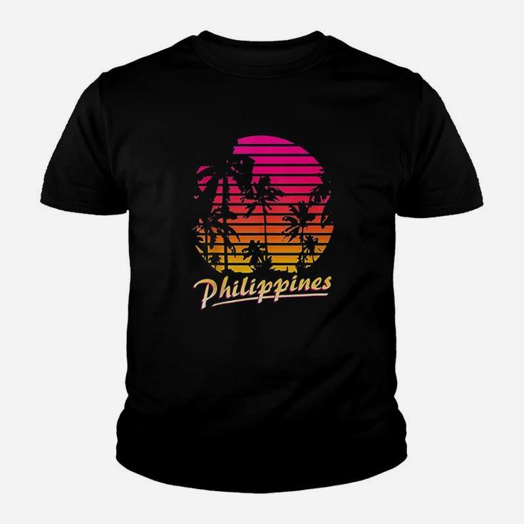 Cool Philippines 80S Palm Trees Summer Sunset Youth T-shirt