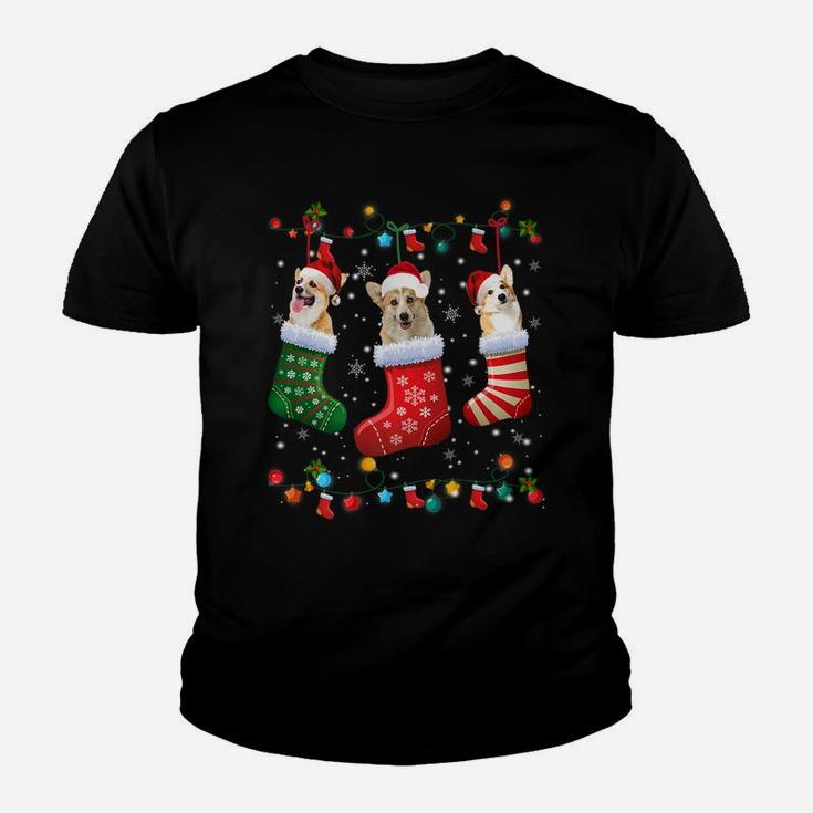 Corgi Christmas Socks Funny Xmas Pajama Dog Lover Gift Youth T-shirt