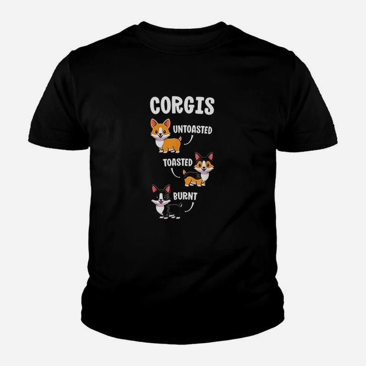 Corgi Funny Dog Lovers Gift Untoasted Toasted Burn Youth T-shirt