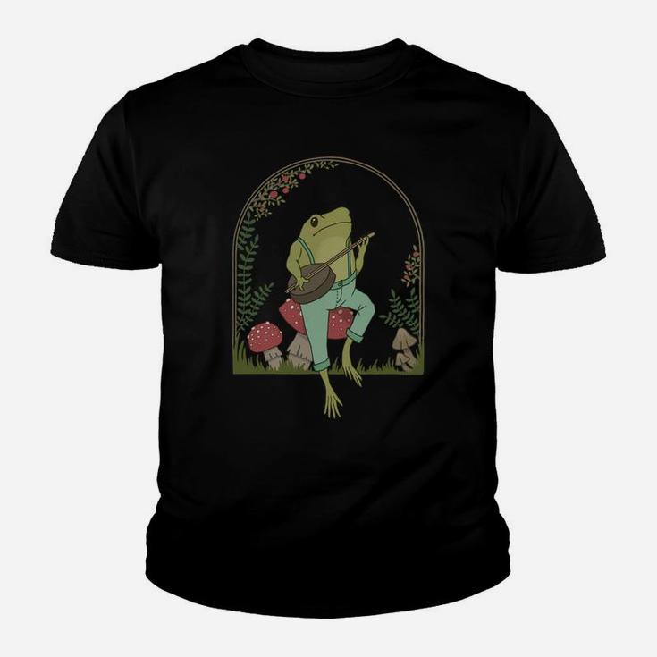 Cottagecore Aesthetic Frog Playing Banjo On Mushroom Cute Sweatshirt Youth T-shirt