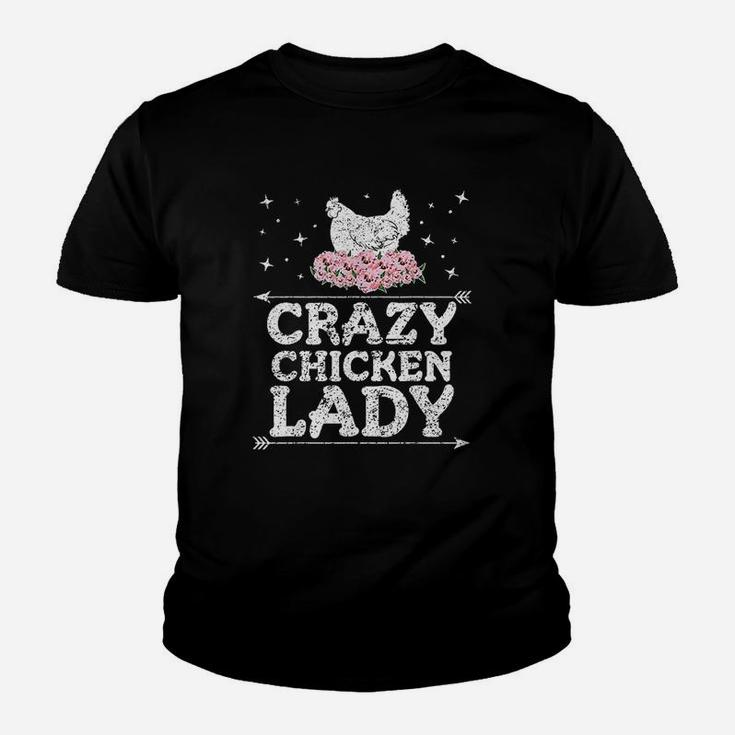 Crazy Chicken Lady Vintage Farmer Gift Poultry Lover Youth T-shirt