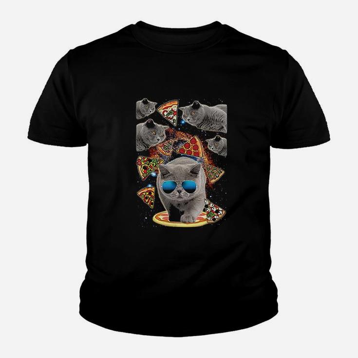Crazy Space Pizza Cat Funny Youth T-shirt