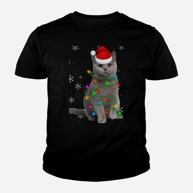 Cute British Shorthair Christmas Hat Santa Xmas Sweatshirt Youth T-shirt