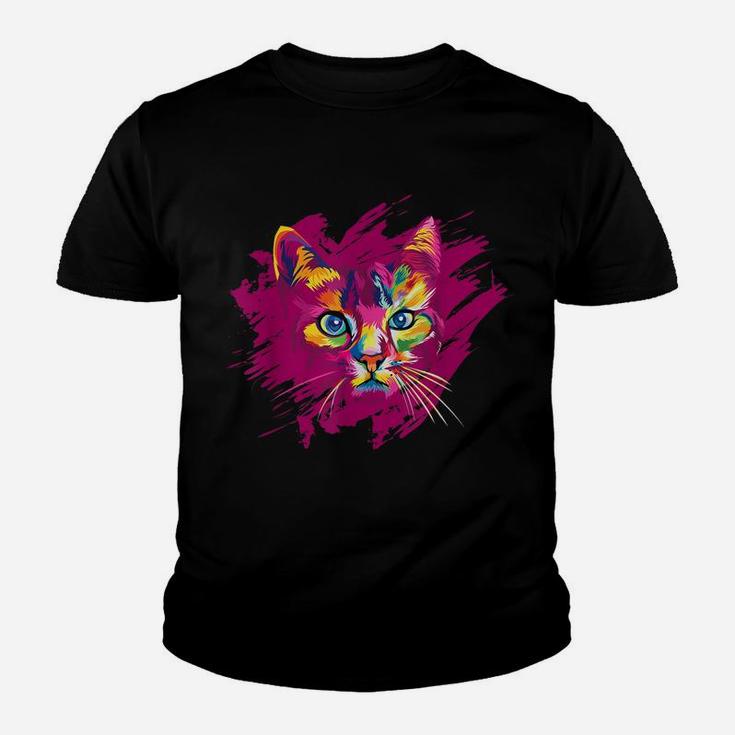 Cute Cat Gift For Kitten Lovers Colorful Art Youth T-shirt