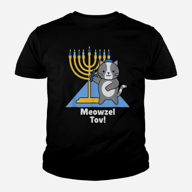 Cute Cat Hanukkah Family Matching Meowzel Tov Youth T-shirt