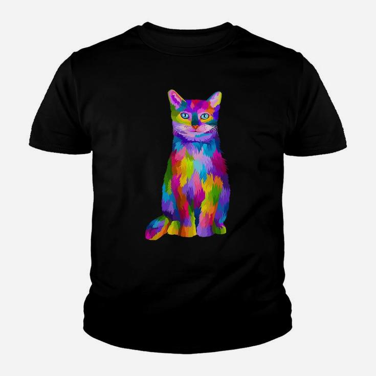 Cute Cat Lovers Colorful Art Cat Adoption Cat Mom Youth T-shirt