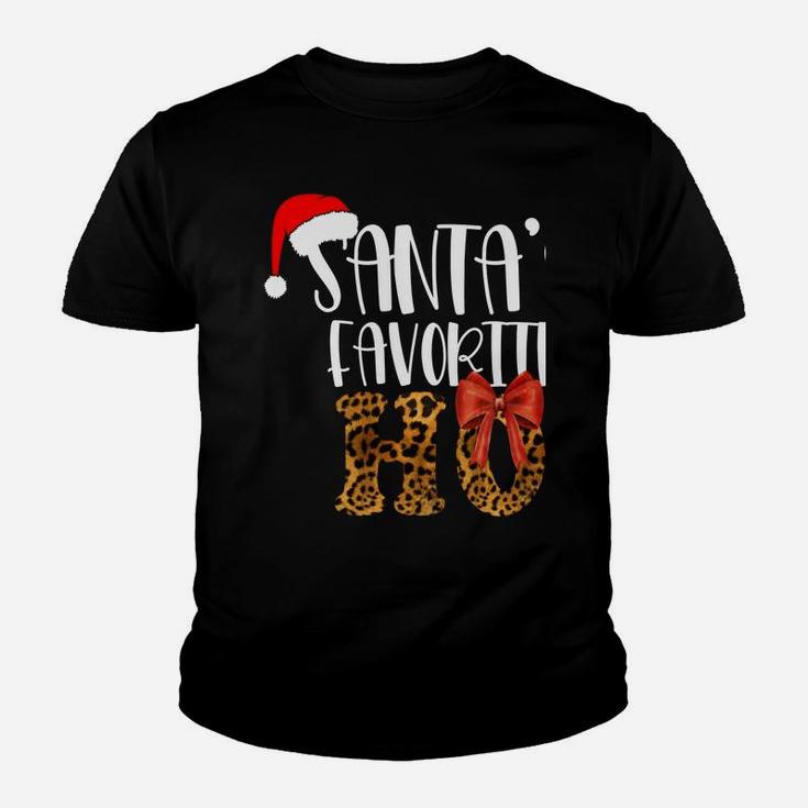Cute Cheetah Santa's Favorite Ho Christmas T Shirts Women Sweatshirt Youth T-shirt