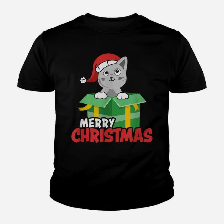 Cute Christmas Cat Santa Cat Lovers Merry Xmas Design Youth T-shirt