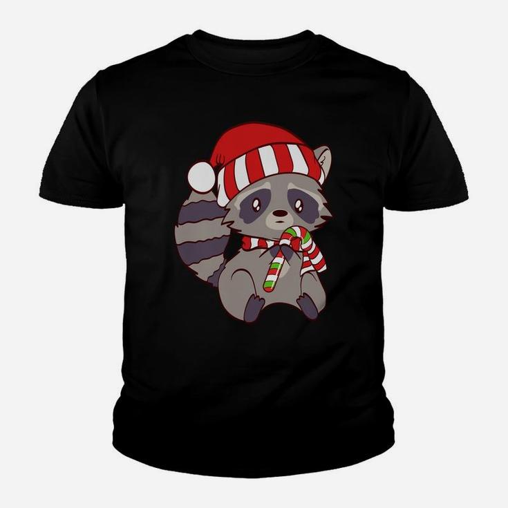 Cute Christmas Raccoon Candy Cane Tees Sweatshirt Youth T-shirt