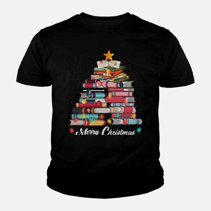 Cute Christmas Tree Books Clothing Book Lover Gifts Holiday Sweatshirt Youth T-shirt