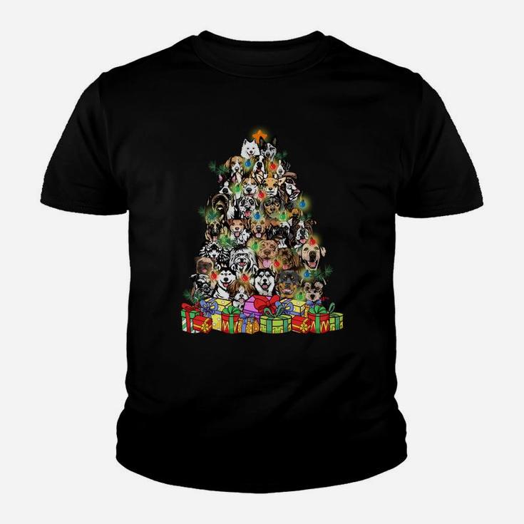 Cute Dog Christmas Tree Fairy Lights Xmas Pet Puppy Dad Mom Sweatshirt Youth T-shirt