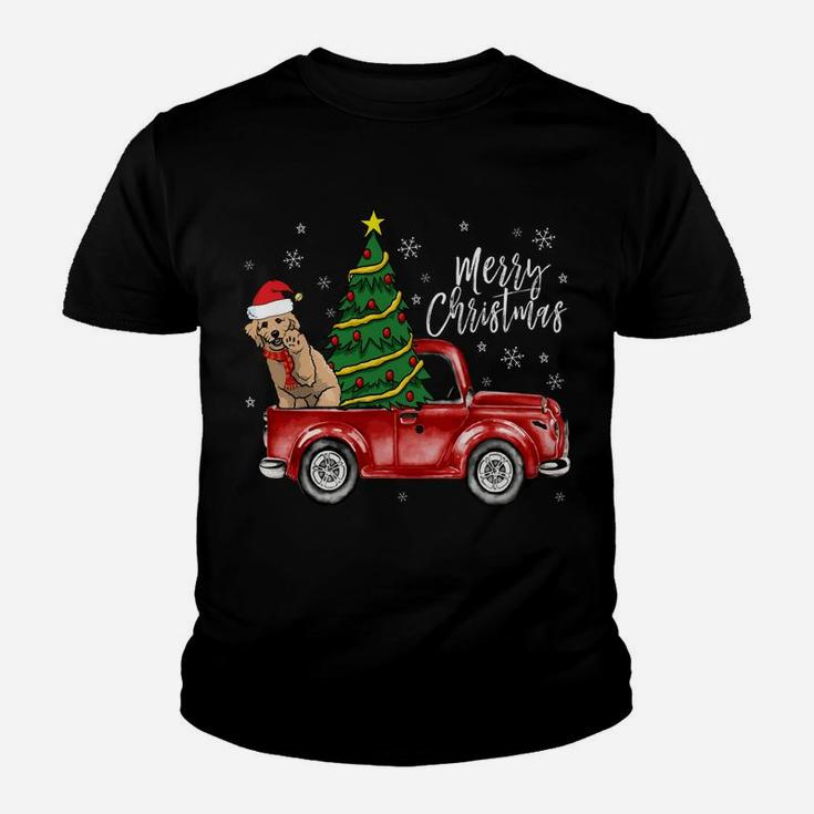 Cute Doodle Dog Truck Merry Christmas Dog Lover Xmas Sweatshirt Youth T-shirt