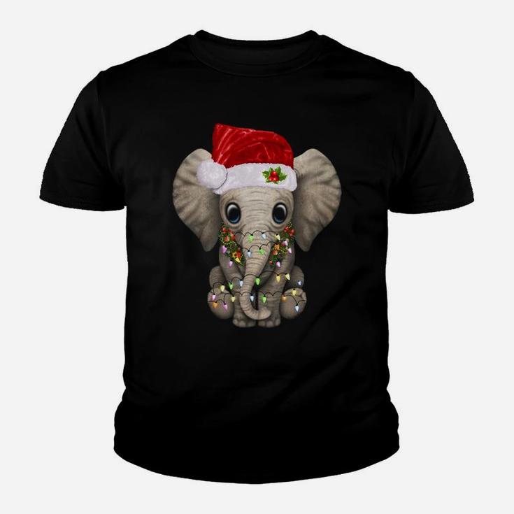 Cute Elephant Christmas Light Funny Elephant Lover Xmas Gift Sweatshirt Youth T-shirt