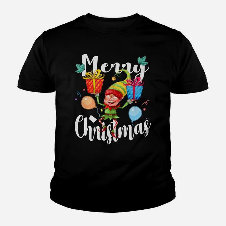Cute Elf Merry Christmas Tee Elves Xmas Funny Elf Youth T-shirt