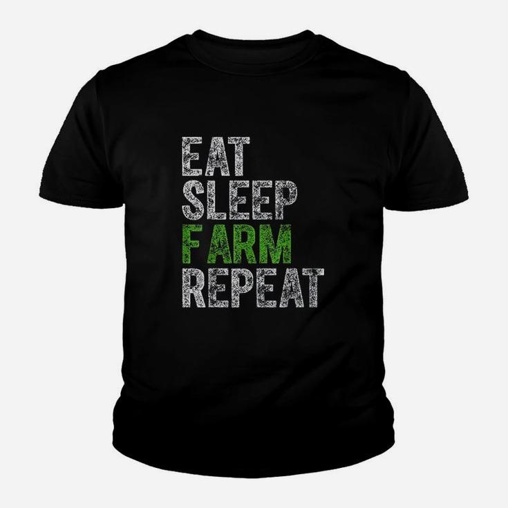 Cute Farmer Farming Funny Gift Eat Sleep Farm Repeat Youth T-shirt