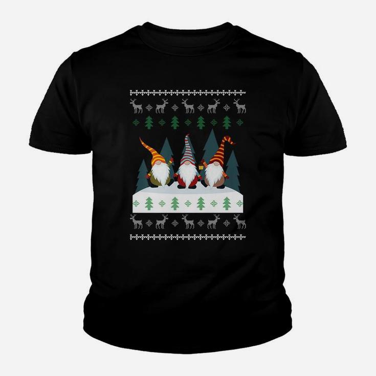 Cute Garden Gnomes Xmas Elf Holiday Ugly Christmas Youth T-shirt