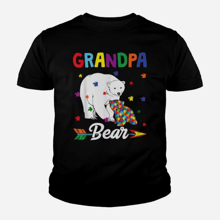 Cute Grandpa Bear Autism Awareness Month Family Youth T-shirt