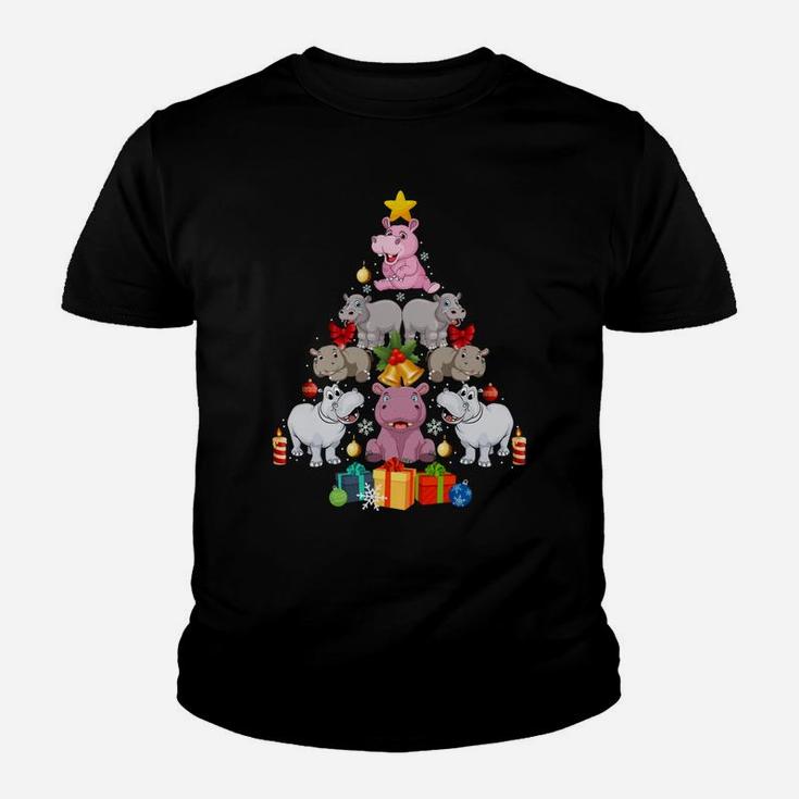Cute Hippo Christmas Tree Hippopotamus Christmas Xmas Gift Sweatshirt Youth T-shirt