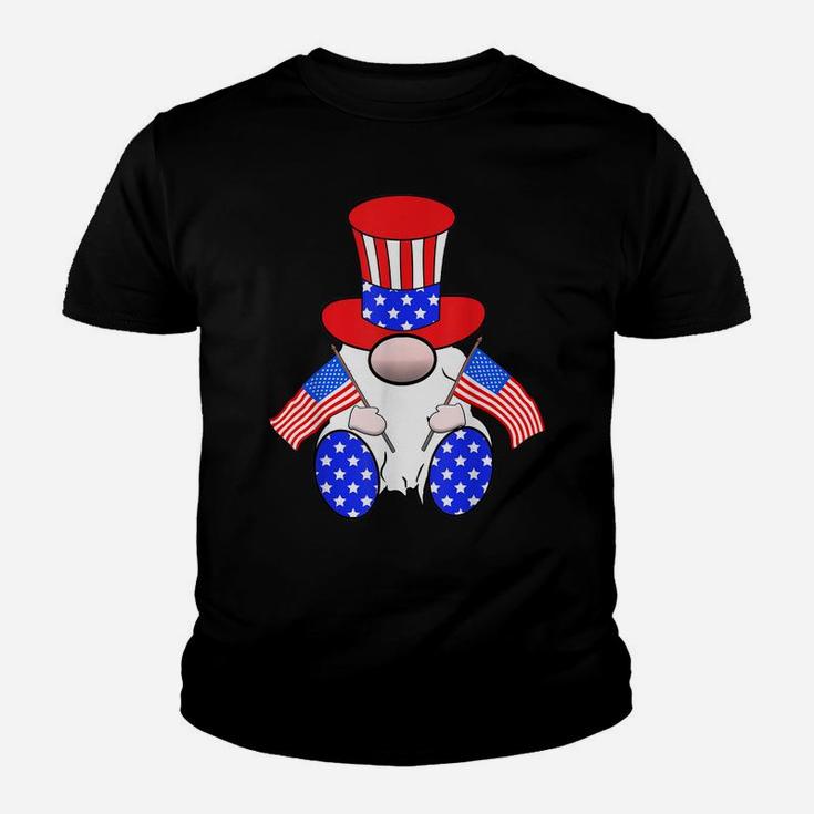 Cute Patriotic Gnome American Flag Happy 4Th Of July Youth T-shirt