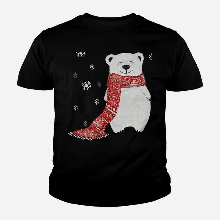 Cute Polar Bear Scarf Merry Christmas Xmas Holidays Gift Tee Sweatshirt Youth T-shirt