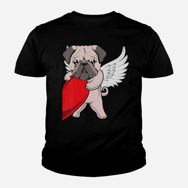 Cute Pug Dog Heart Love Pugs Valentine's Day Couples Gift Youth T-shirt