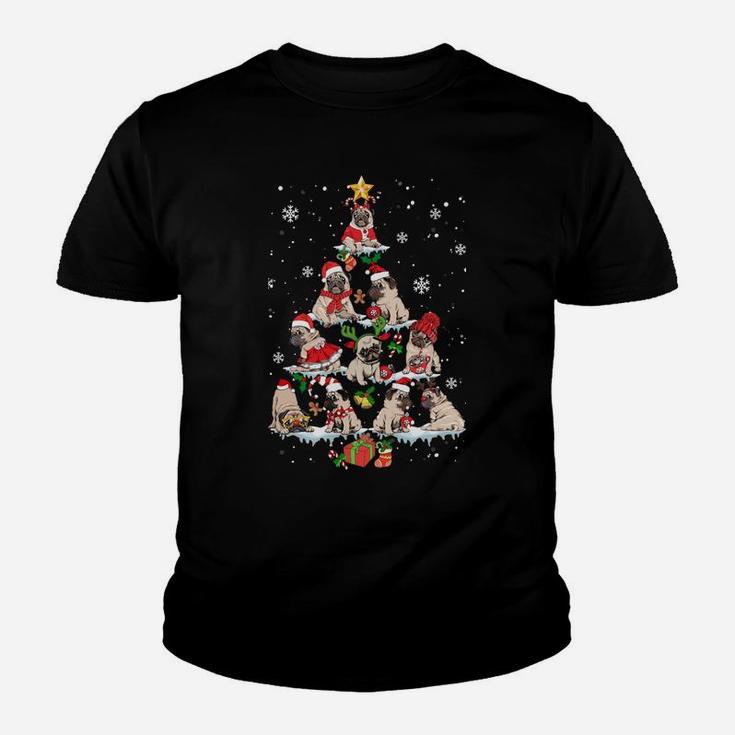 Cute Pugs Christmas Tree Funny Pug Lover Christmas Sweatshirt Youth T-shirt