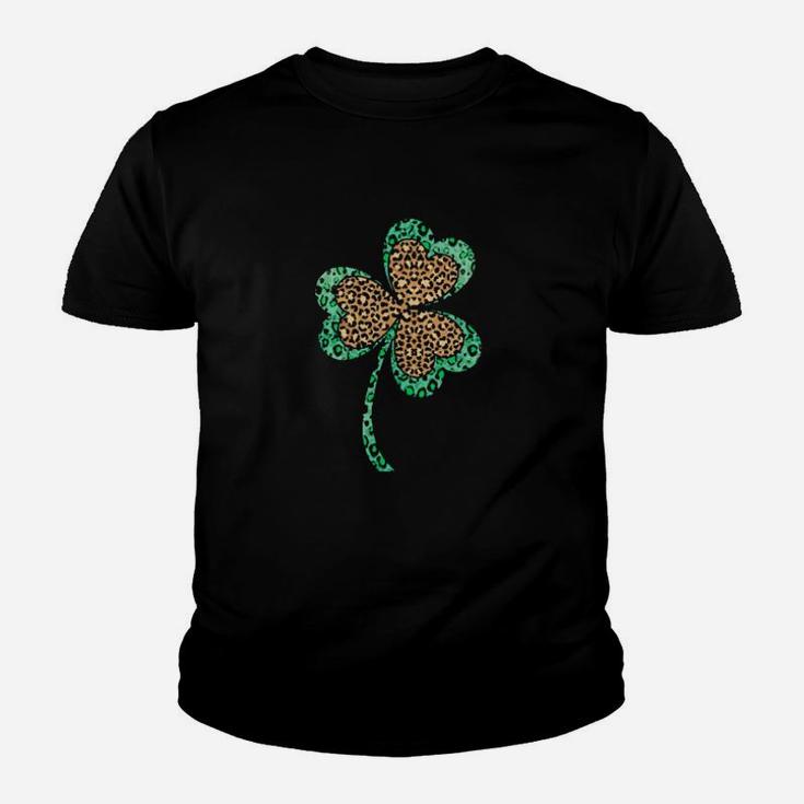Cute Shamrock Leopard Print St Patricks Day Irish Pattern Youth T-shirt