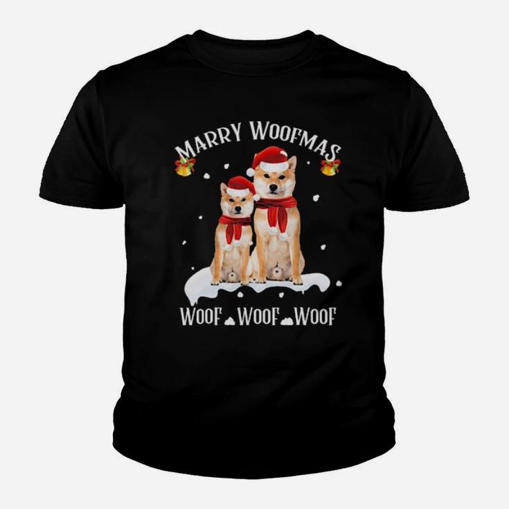 Cute Shiba Inu  Funny Marry Woofmas Dog Lovers Gift Youth T-shirt