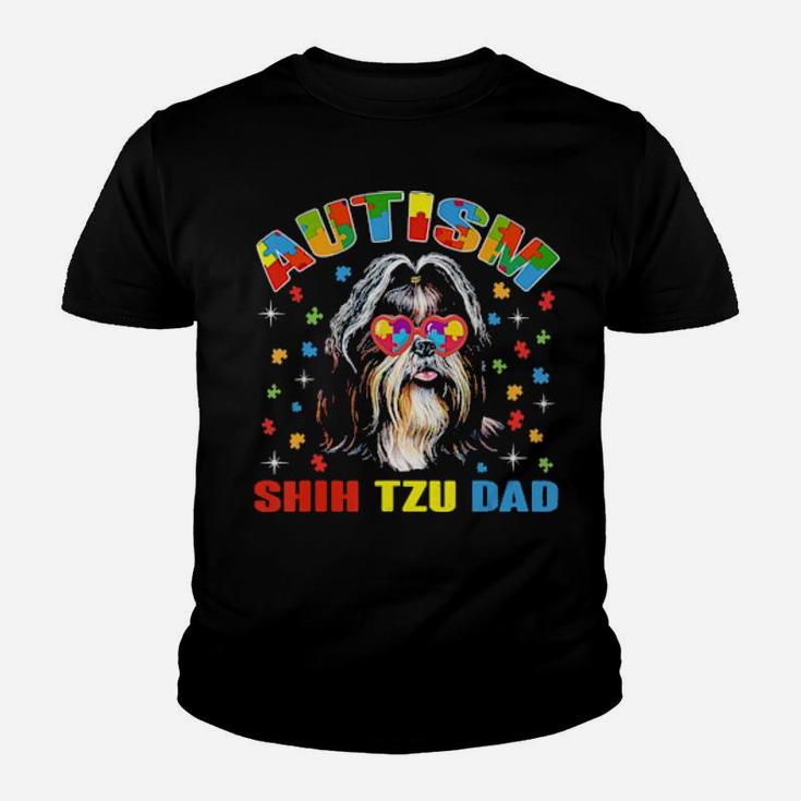 Cute Shih Tzu Lover Autism Awareness Dog Dad Youth T-shirt