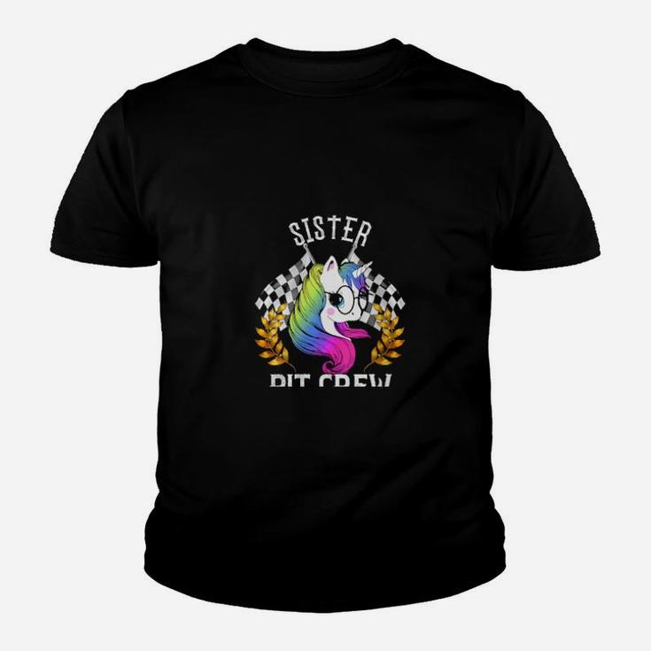 Cute Unicorn Sister Pit Crew For Racing Party Team Youth T-shirt