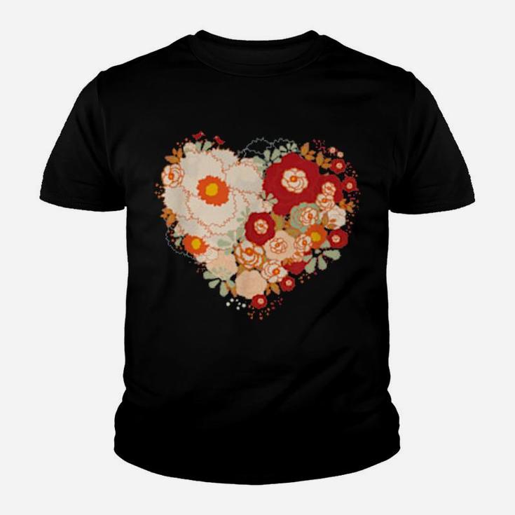 Cute Valentines Day Flowers Heart Youth T-shirt