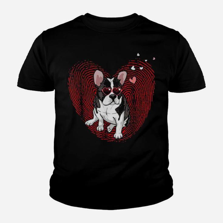 Cute Valentine's Day French Bulldog Heart Dog Youth T-shirt
